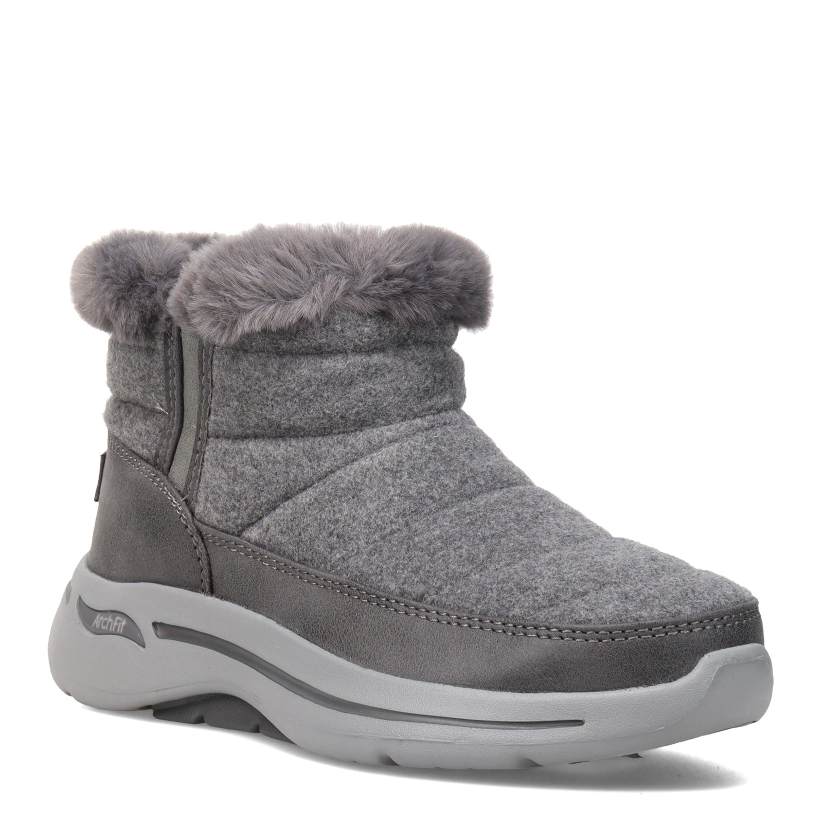 Women's Skechers, GO WALK Arch Fit - Winter Boot 144403-CHAR Charcoal Faux-Fur S