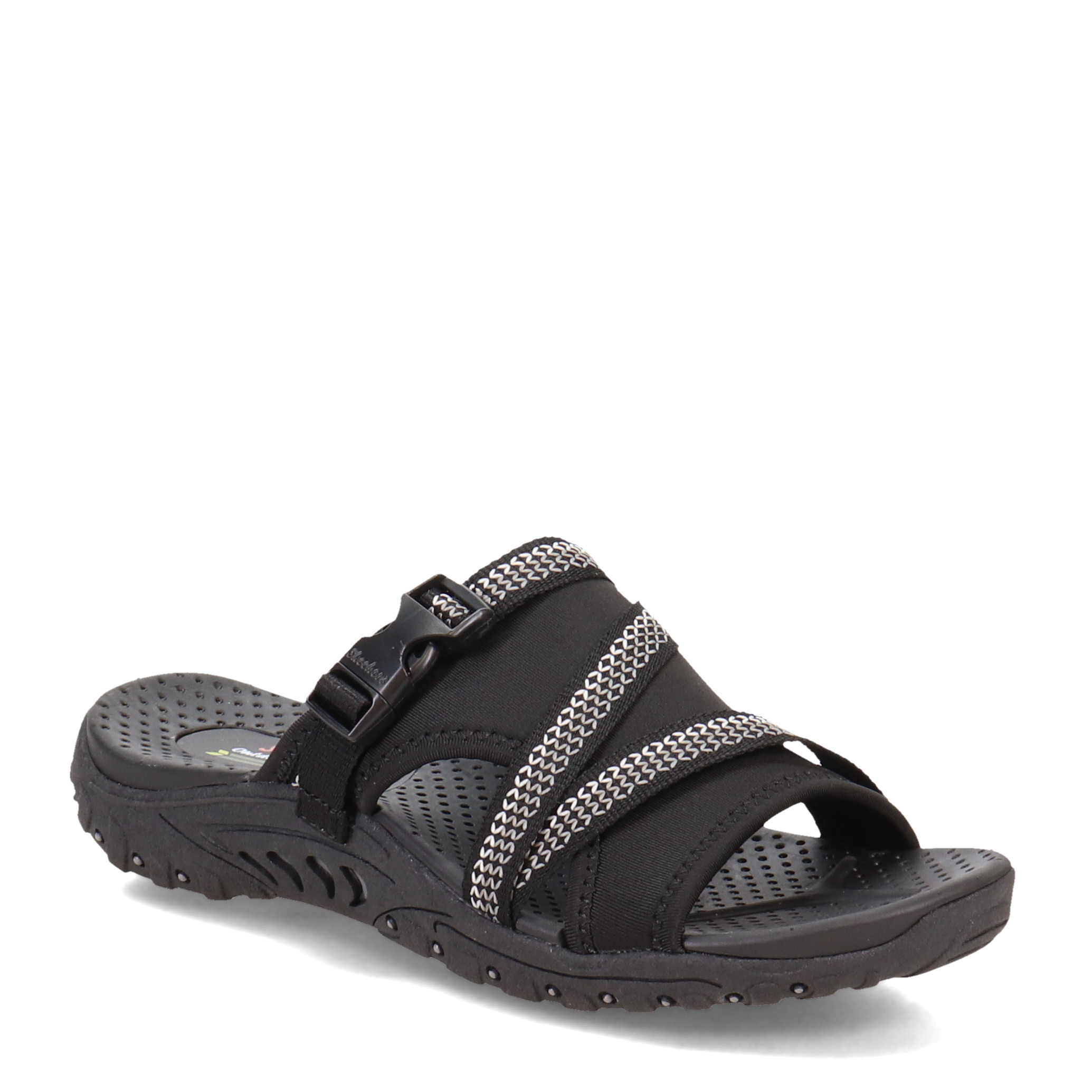 Women s Skechers Reggae Slide Thru Sandal 163348 BLK Black